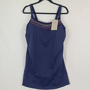 NWT Amoena Women's Thassos Swim Dress Blue Retail $89 Sz 18D